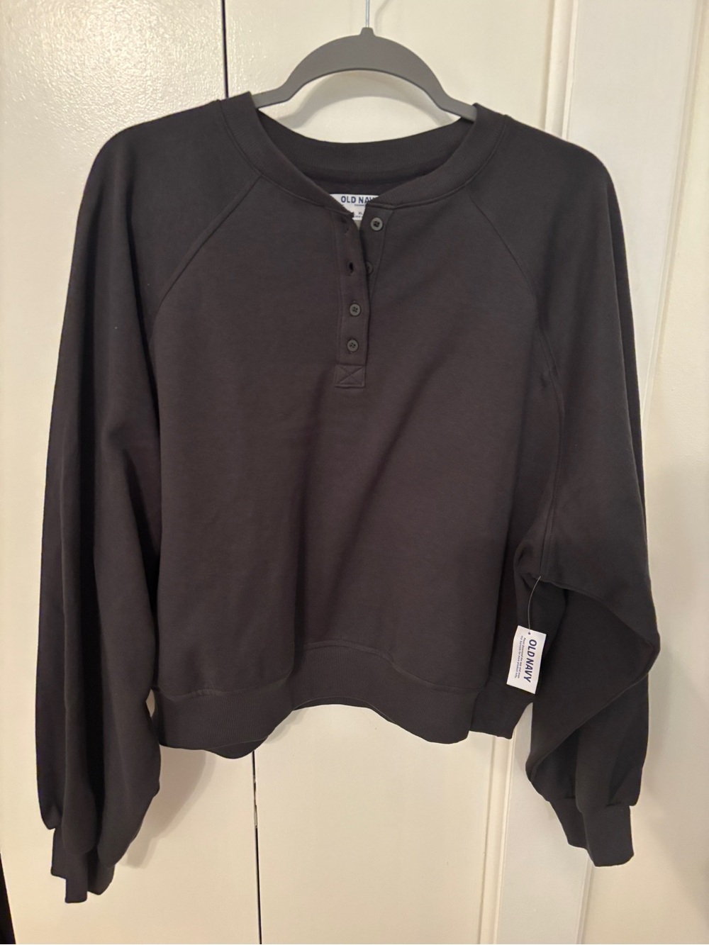 Old Navy Dark Gray Henley Sweatshirt XL